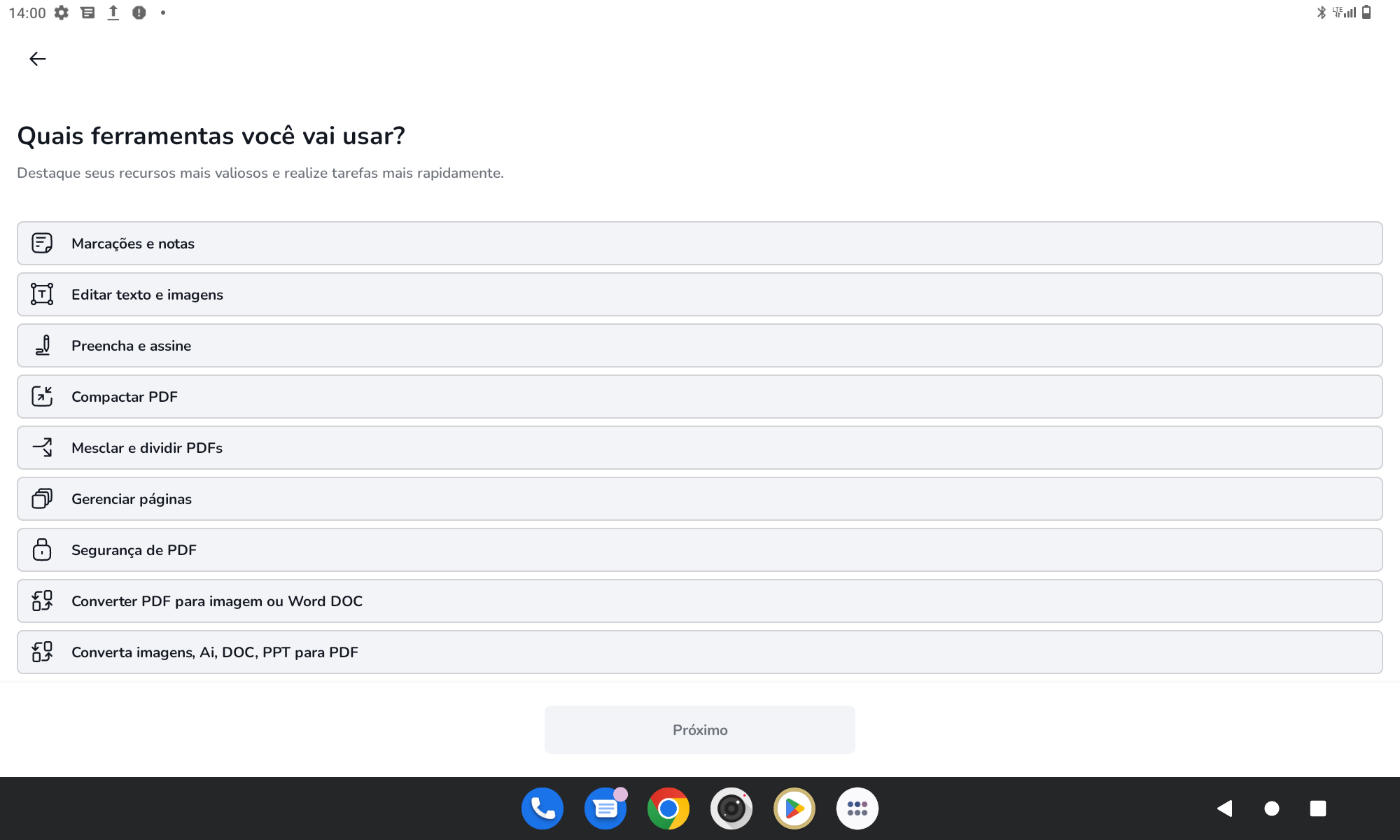 Selecione Preencha e assine